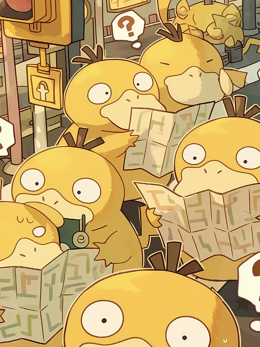 "Detailed views of the limited edition Psyduck Starry Art Print, highlighting the dreamy Pokémon's high-fidelity art under a cosmic starry night sky."