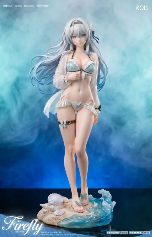 "Captivating KOD Studio Firefly Honkai: Star Rail (Swimsuit Version) resin statue, highlighting her semi-transparent swimsuit and intimate design."