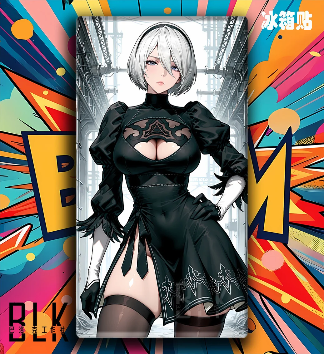 "NieR: Automata 2B Baroque decorative painting shown from multiple artistic angles, revealing its dramatic classical design and intricate details."
