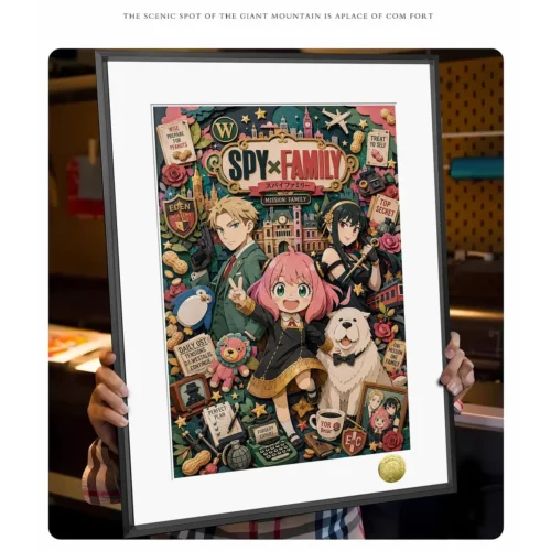 "Limited Edition SPYxFAMILY Forger Family Portrait Decorative Painting. Premium art print showcases vibrant, heartwarming Forger family details."
