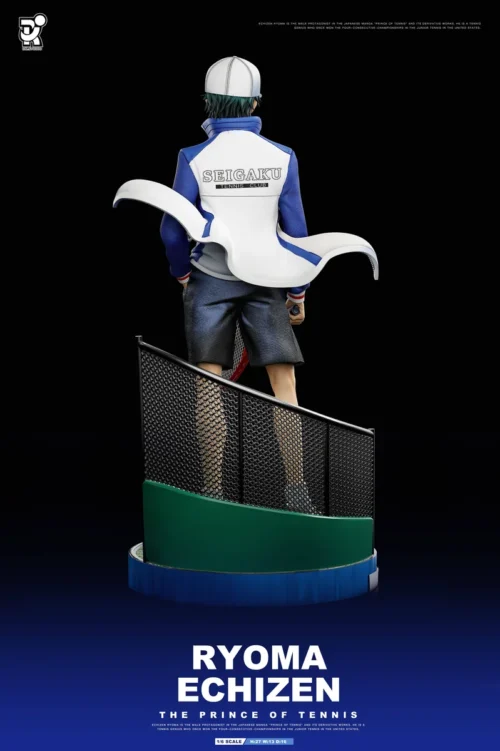 "Dynamic Ryoma Echizen DK Studio statue collectible. Explore premium, limited edition details, intense tennis action, and sculpted focus."