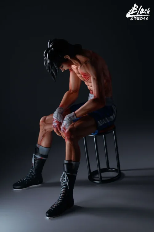 Main image of the iconic Joe Yabuki Burned Out resin statue from Ashita no Joe, capturing his intense, exhausted post-fight emotion with premium design.