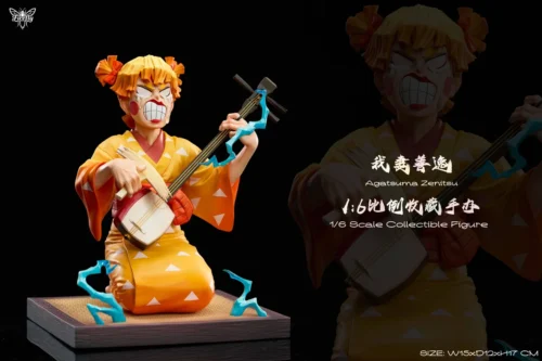 "1/6 Zenitsu Agatsuma Musical Serenity Demon Slayer statue by Firefly Studio. Detailed views of serene musical pose, elegant instrument, and premium."