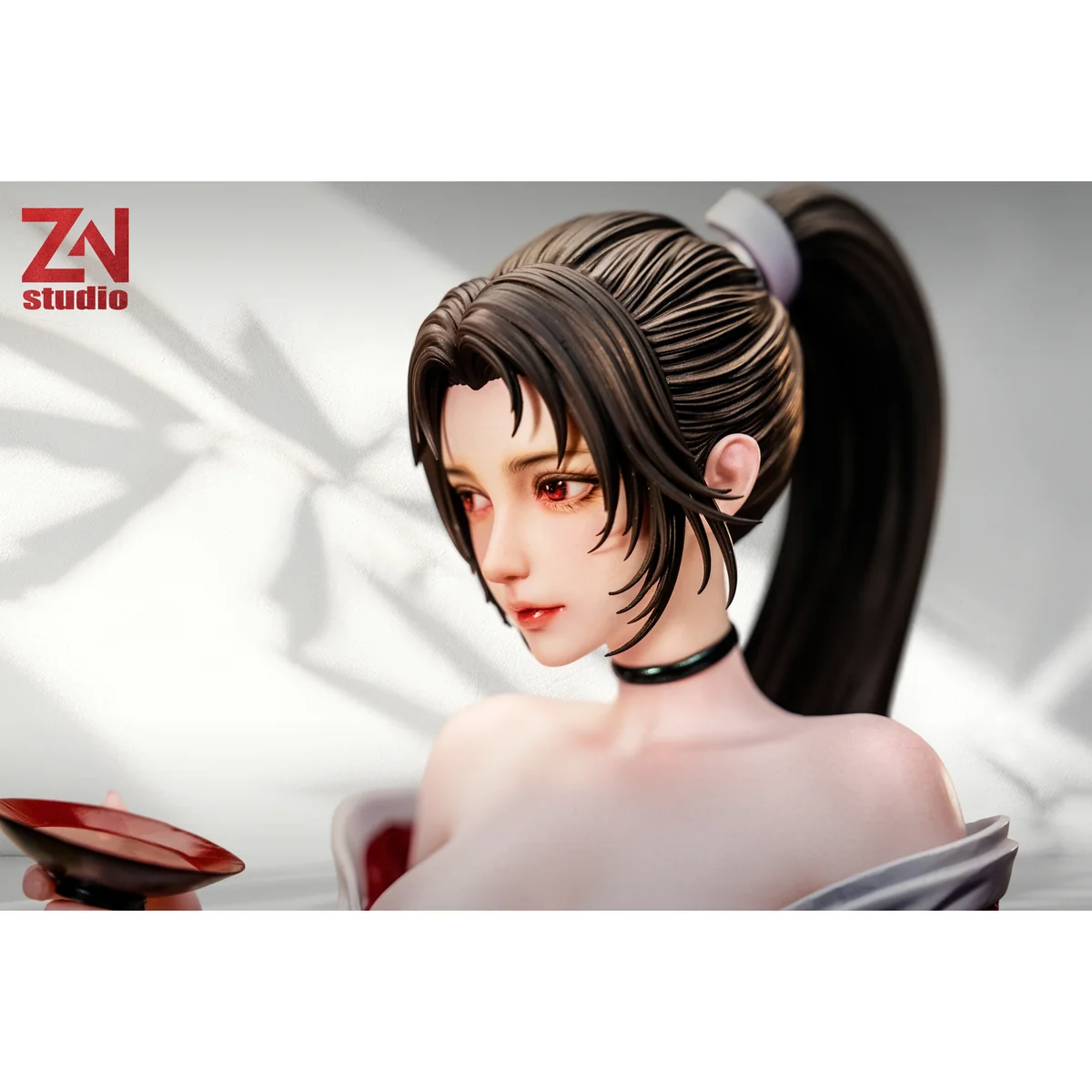 "ZN Studio 1/4 Mai Shiranui Tipsy King of Fighters resin statue. Multiple angles reveal elegant pose, intricate details, and traditional setting."