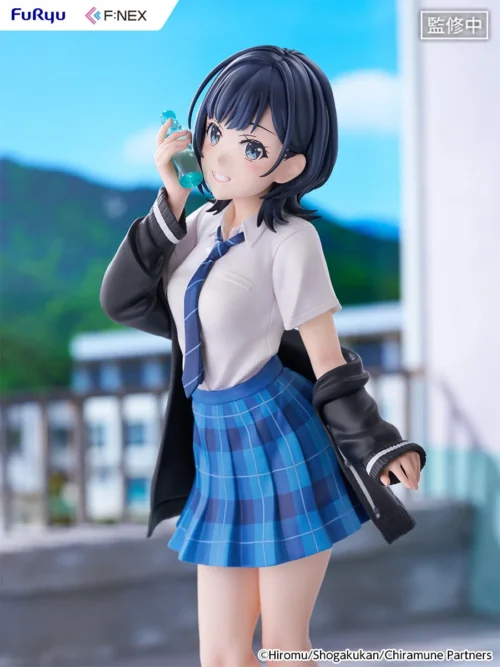 "Detailed view of the premium 1/7 Nanase Yuzuki FURYU Studio figure, showcasing her vibrant summer attire within the unique ramune bottle display."