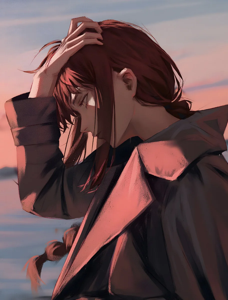 "Exclusive limited edition Melancholic Makima art print, Chainsaw Man. Detailed views highlight H-TWO Studio's anime art and elegant frame."