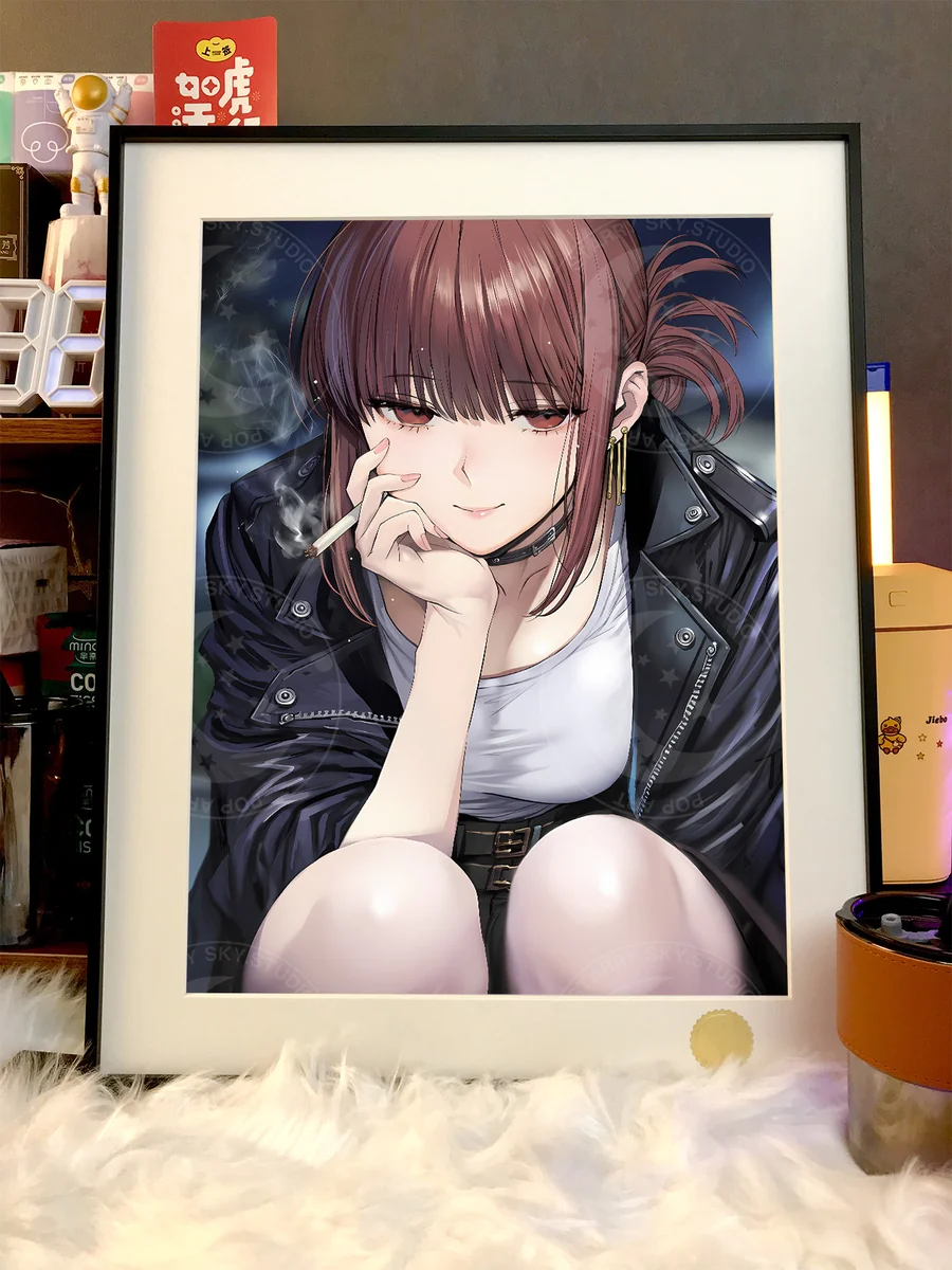 "Detailed shot of the Limited Edition Starry Night anime art print, revealing its premium archival quality and the urban night scene of Miss Yamada."