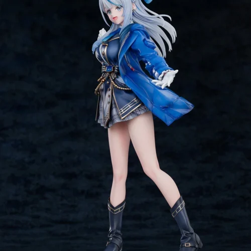 "Detailed views of the Ruka figure statue, showcasing her stunning dynamic pose and ethereal aquatic design with flowing water effects from multiple."