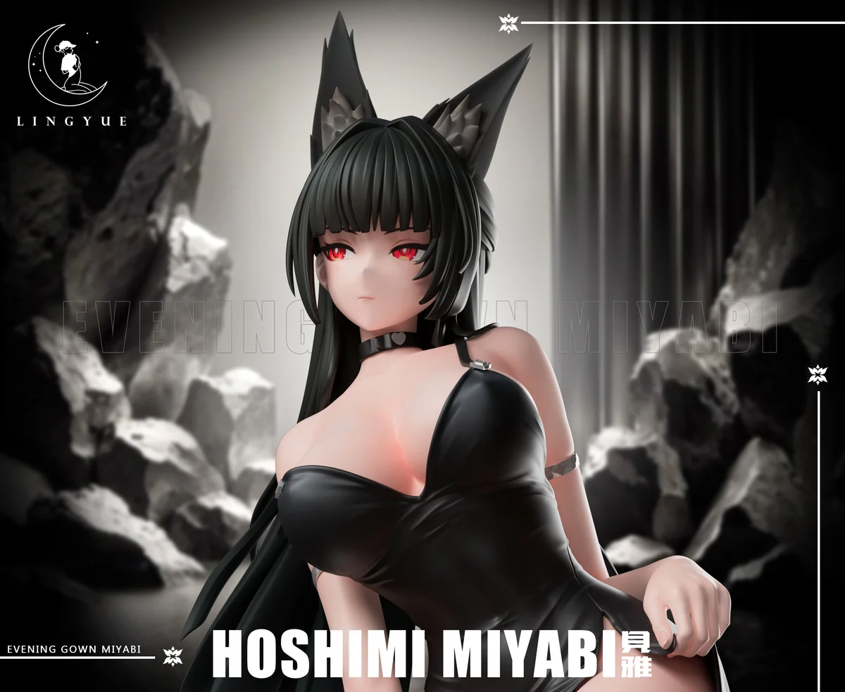 "Hoshimi Miyabi Zenless Zone Zero statue. Exquisite gown details from a captivating angle, showcasing premium sculpting and ultra-limited allure."