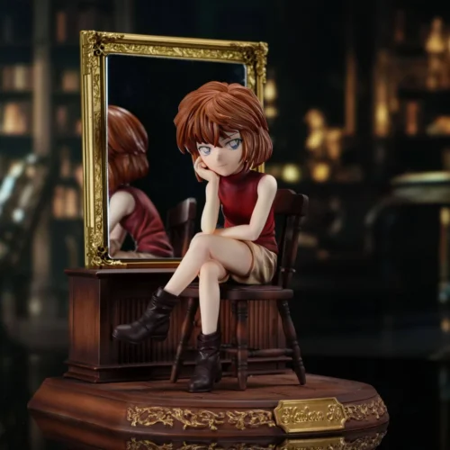 "Haibara Ai figure, premium RX Studio resin statue. Intricate sculpted details, elegant pose, and mysterious display shown from multiple angles."