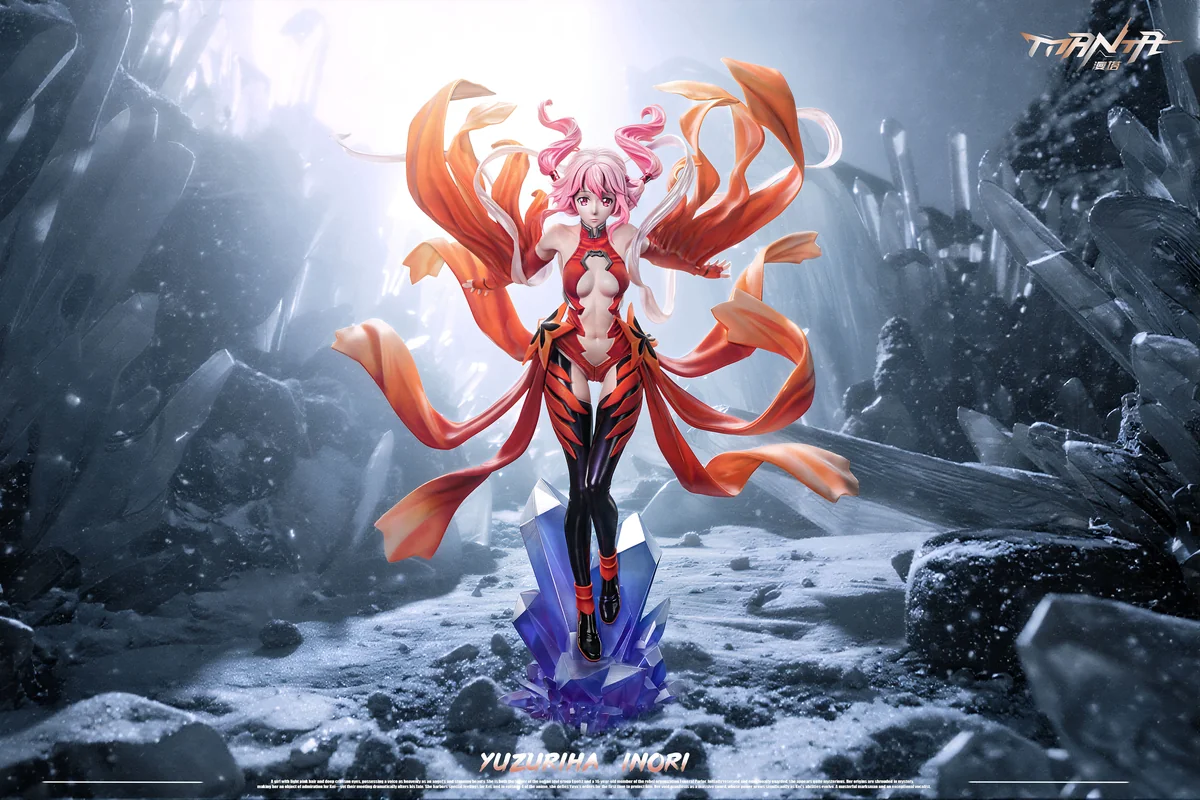 "Limited Edition Inori Yuzuriha Guilty Crown statue by Manta Studio. Exquisite detail captures the iconic character in a dynamic, ethereal pose."