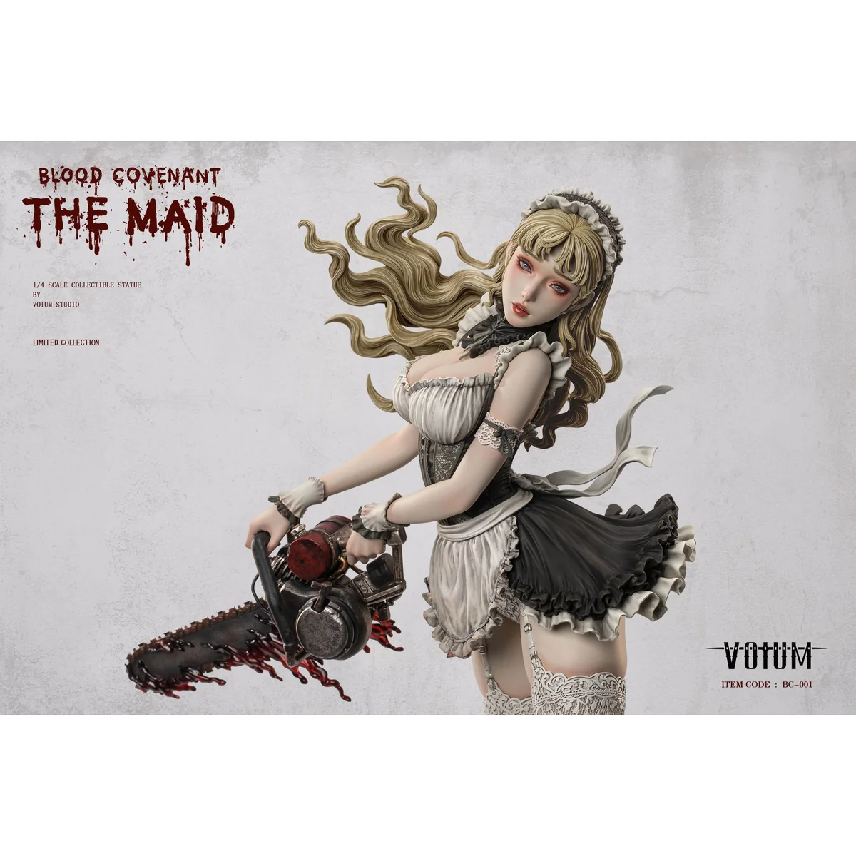 "Detailed views of the 1/4 Blood Pact Maid dark fantasy statue, showcasing intricate gothic attire, realistic sculpt, and elaborate base."