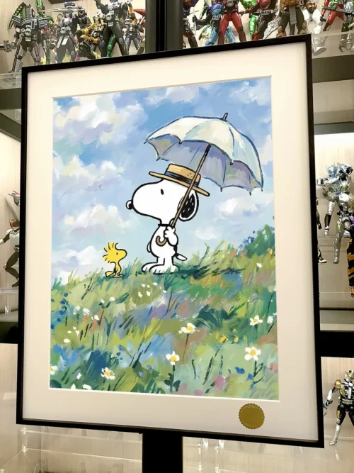 Gallery views of the limited edition, collector-grade Snoopy oil painting style art print, showing artistic details and the dreamy lands.