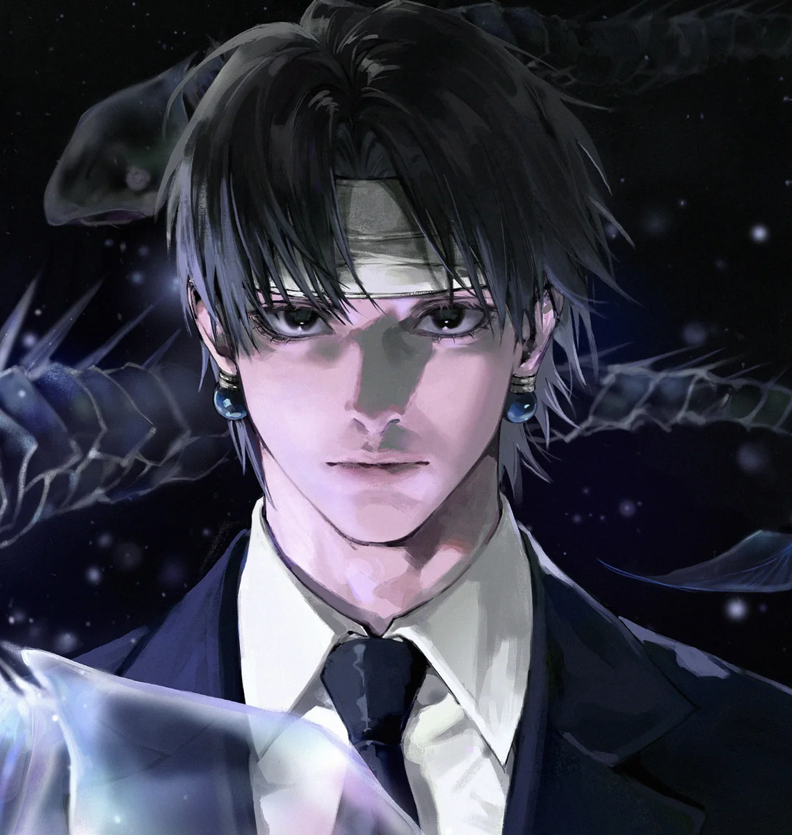 Dynamic Chrollo Lucilfer Hunter x Hunter decorative painting. Limited edition H-TWO Studio framed art print shows its dark aesthetic and details.
