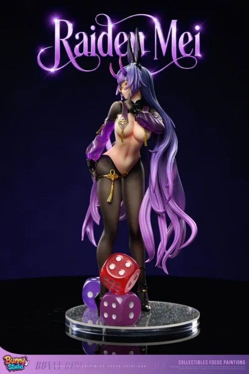 "Exquisite 1/6 Reverse Rabbit Mei original resin statue, showcasing intricate dark fantasy bunny girl details from multiple dynamic angles."
