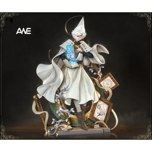 "Chiffley Original Resin Statue: Enchanting whimsical magic apprentice in her glowing enchanted workshop, an exclusive limited edition original design."