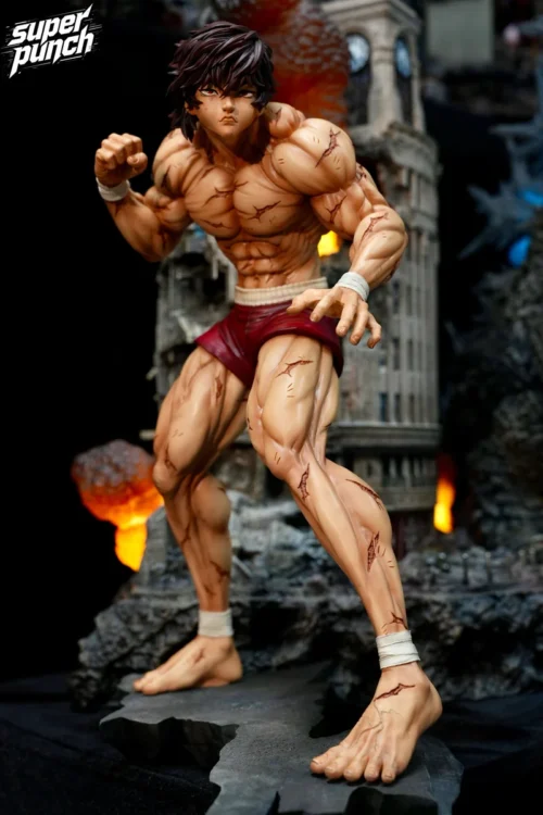 "Limited edition Baki Hanma "Ogre Explosive Conqueror" statue captures his raw power and iconic muscular "Demon Back" in a dynamic pose."