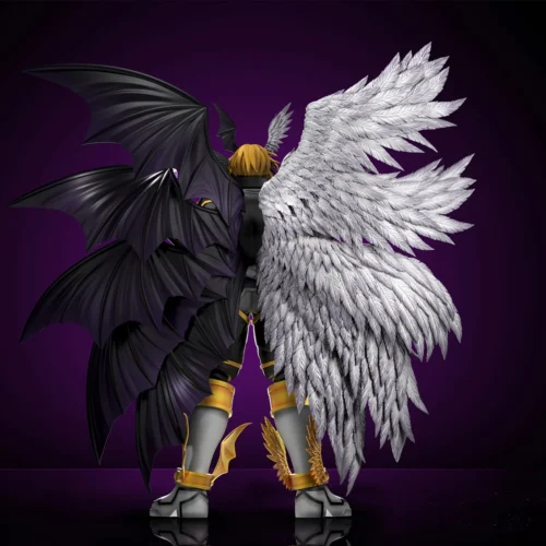 "Multiple angles of the premium Lucemon Fall Down Mode Digimon Resin Statue by Taiyang Model Studio, showcasing its iconic dark angelic corruption."