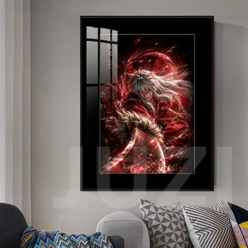"High-definition Inuyasha decorative painting. Multiple views highlight its vibrant, dynamic anime art style and fade-resistant print quality."