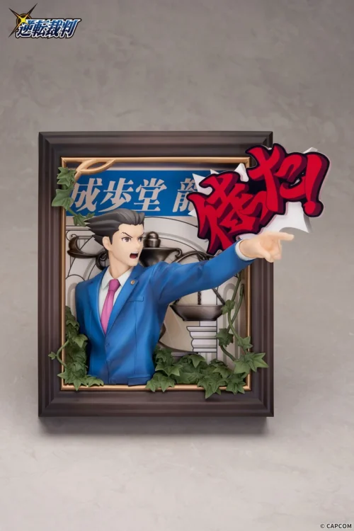 "Phoenix Wright Ace Attorney 3D Frame statue by APEX Studio, detailing its interactive multi-layered design, vivid sculpted figures."