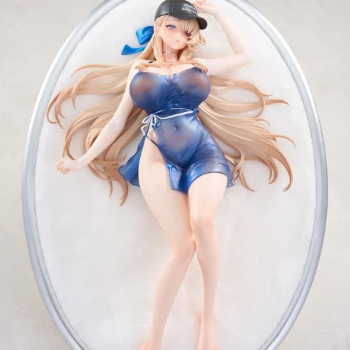 "Dynamic 1/7 Wilhelmina Water Park Queen statue from Brown Dust 2 by APEX Studio, capturing her regal pose in a vibrant scene with intricate swimsuit."