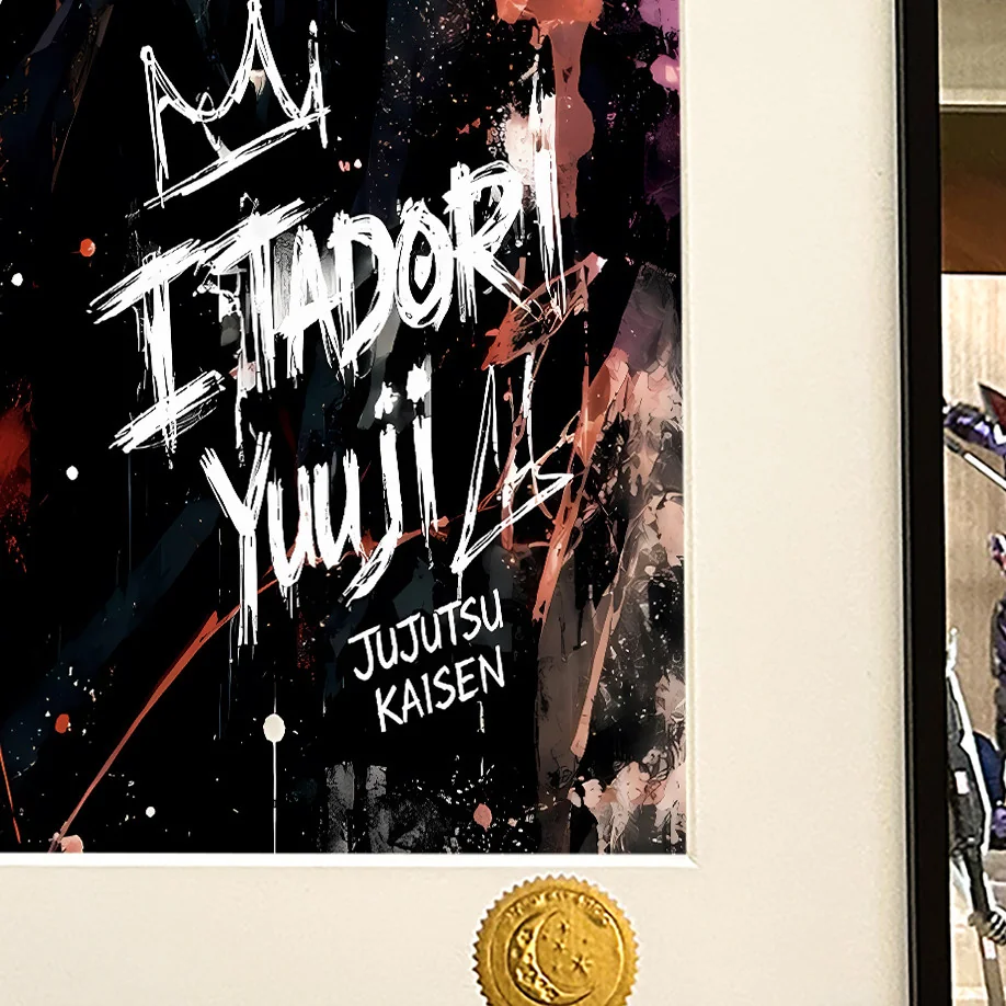 "Limited Edition Framed Jujutsu Kaisen Graffiti Itadori Yuji Art Print by Xingkong Studio, showcasing its dynamic cosmic style and premium frame."