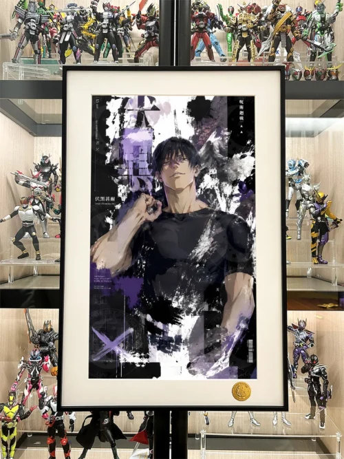 "Close-up detail of the dynamic cosmic graffiti art, highlighting Toji Fushiguro within this Limited Edition Jujutsu Kaisen decorative painting."