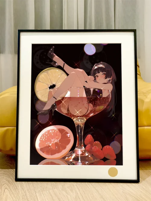 "Exclusive Zenless Zone Zero Ya Jia Yin limited art print showcasing futuristic characters in a vibrant cocktail urban fantasy setting."