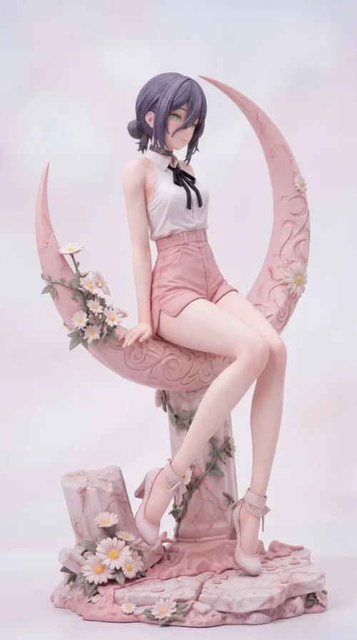 "1/6 Reze Pink Moon Daisy Chainsaw Man resin statue. Limited edition, exquisite details from various angles."