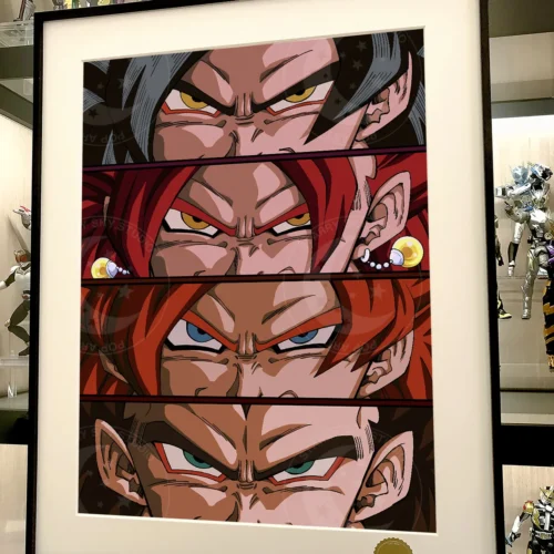 "Dynamic Dragon Ball Super Saiyan 4 Goku Vegeta art print by Xingkong Studio, detailed close-ups and various angles reveal premium collector's artwork.“