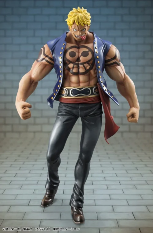 "Dynamic MegaHouse POP Spring Man Bellamy One Piece statue re-release, showcasing his iconic spring ability in an aggressive action pose."