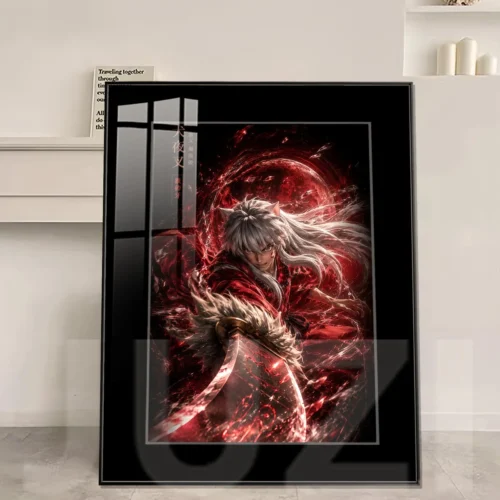 "Premium Inuyasha decorative painting, showcasing a vibrant, high-definition art print of the iconic half-demon. Fade-resistant anime style."