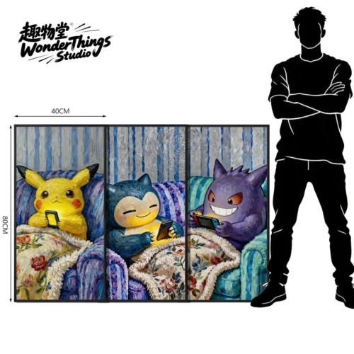 "A stunning Pokémon Van Gogh textured wall art painting featuring beloved Pokémon characters in a classic Van Gogh style, showcasing a unique artistic."