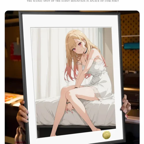 "Premium, limited edition Marin Kitagawa art from My Dress-Up Darling. Features her charming, shy expression in vibrant anime style."
