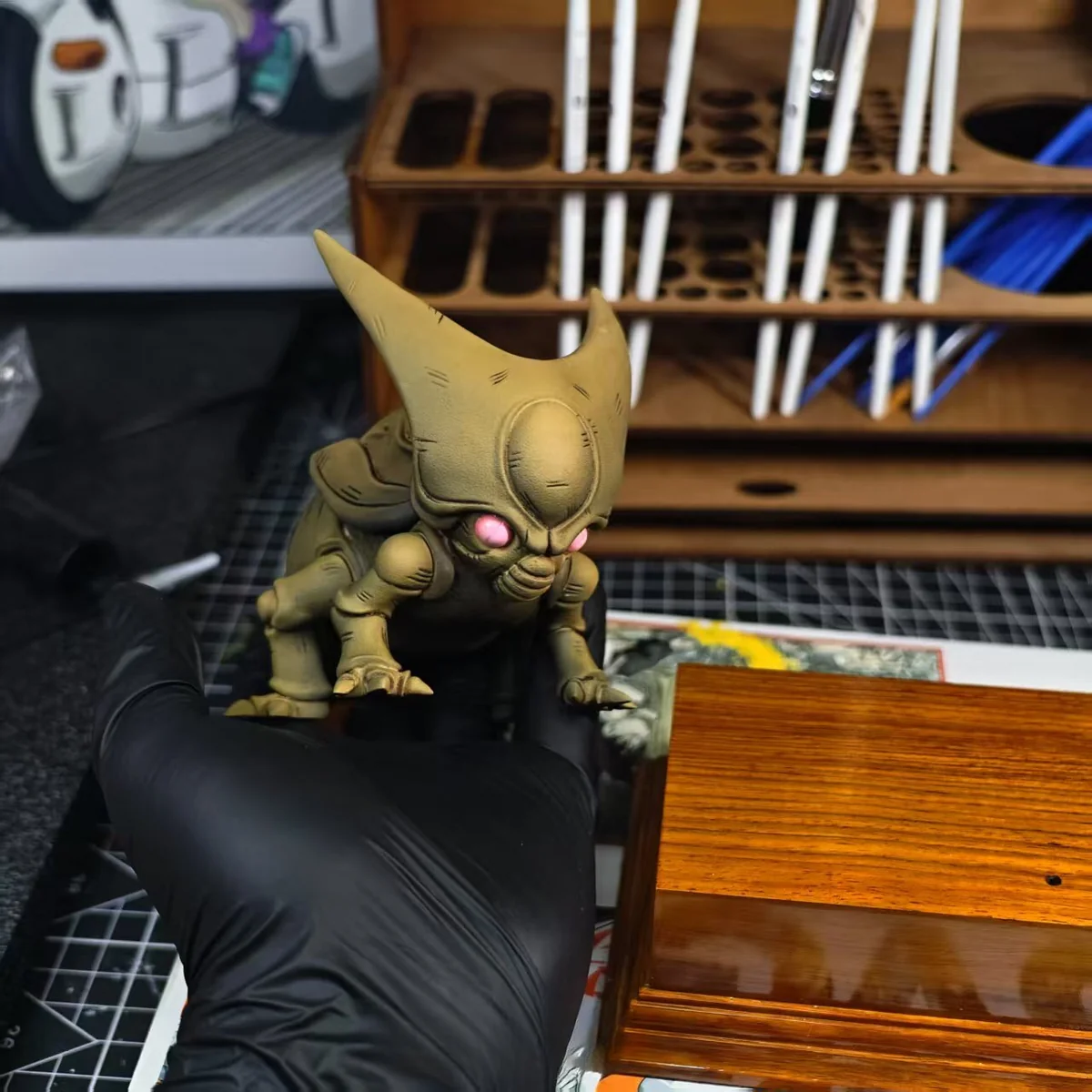 "DD Studio Dragon Ball Z Cell Larva figure gallery: detailed angles of the rare Imperfect Cell form, premium PU, and grotesque biological horror."
