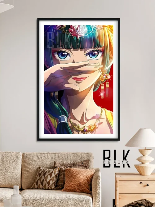 "Elegant Maomao decorative paintings from The Apothecary Diaries, featuring premium anime art and exquisite Baroque frames, shown from multiple angles."