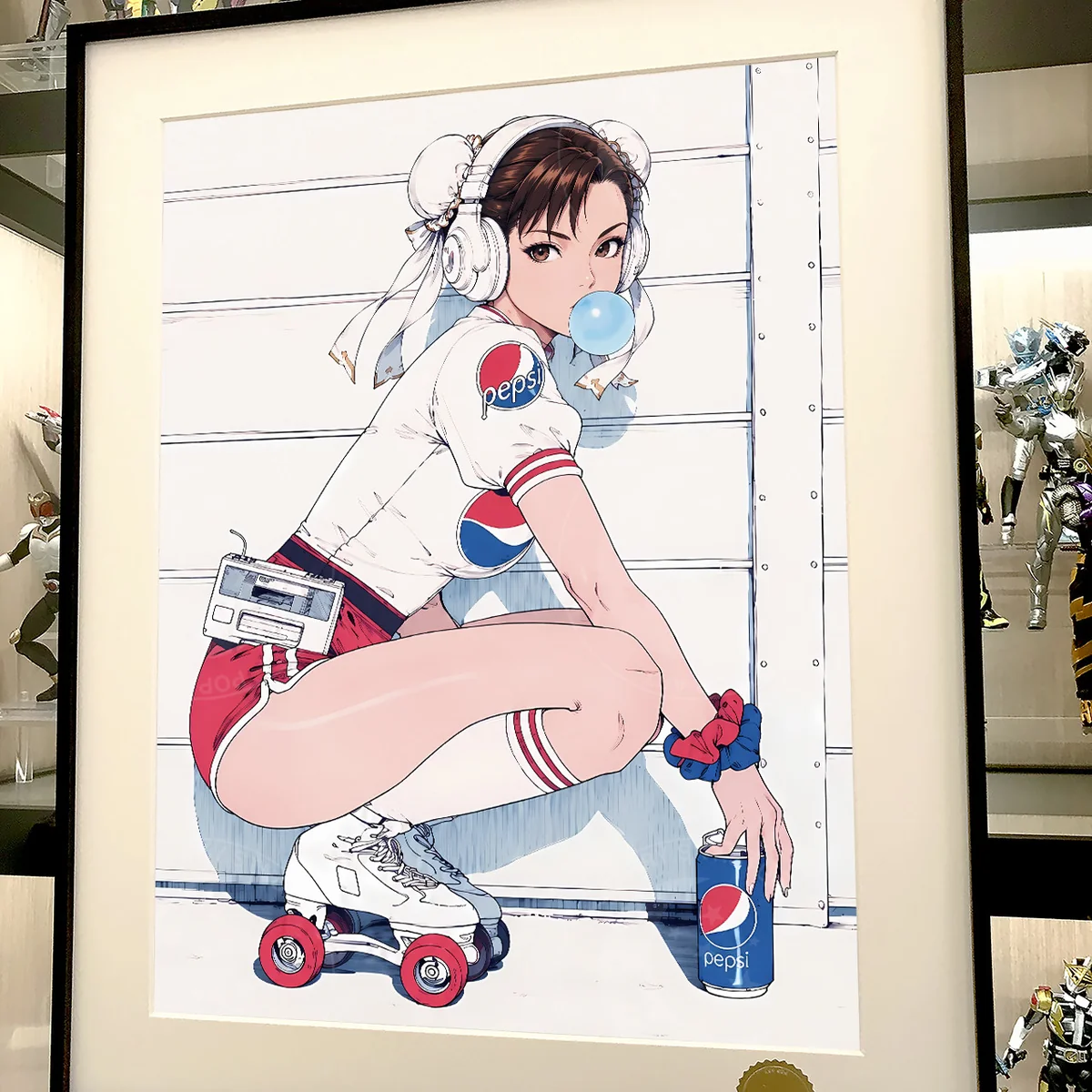 "Exclusive hand-numbered Chun-Li art print. Xingkong Studio's dynamic Street Fighter pop-art shows cosmic background and soda details."