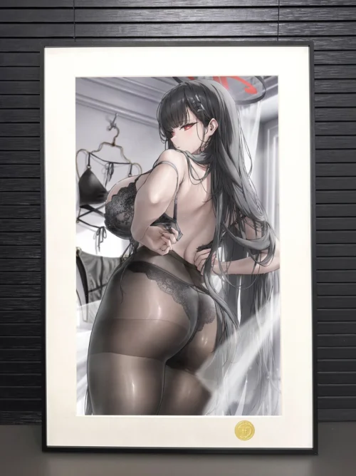 "Tsukatsuki Rio: Intimate Allure Decorative Painting detail, a premium limited edition Blue Archive art print by H-TWO Studio, showcasing elegant."