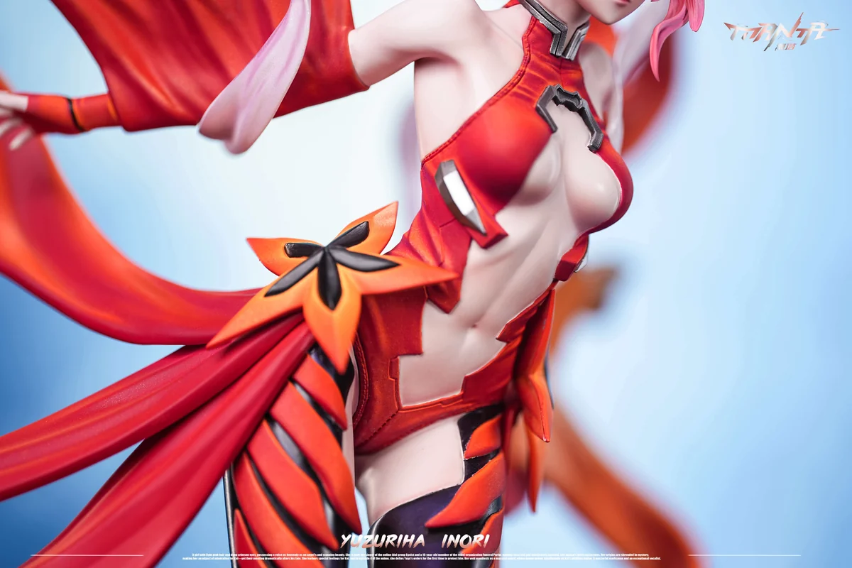 "Exquisite Inori Yuzuriha Guilty Crown statue by Manta Studio, showcasing dynamic pose, flowing attire, and intricate base details."