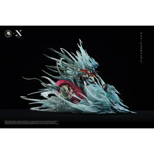 "Dynamic, premium Attack on Titan Statue depicting the tragic Mikasa vs Eren climax. An ultra-limited edition collectible showcasing exquisite crafts."
