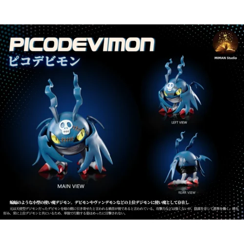 "Dynamic, multi-angle view of the Limited Edition Digimon Impmon Mini-Figure Set by MIMAN Studio, showcasing expressive poses and intricate sculptural