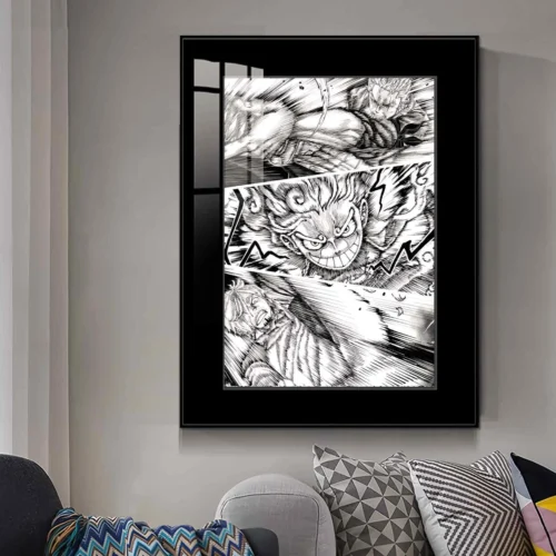 "JUZI Studio One Piece ASL Brotherhood battle framed art. Vivid, fade-resistant colors, dynamic artwork, and premium frame viewed from multiple angles."