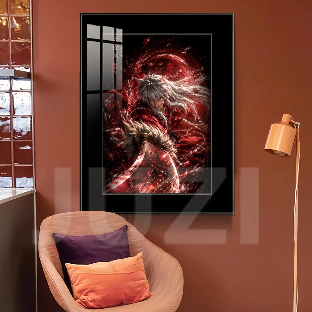 "Premium JUZI Studio Inuyasha decorative painting. High-definition, fade-resistant art print showcasing vibrant, dynamic modern anime style in detail.."