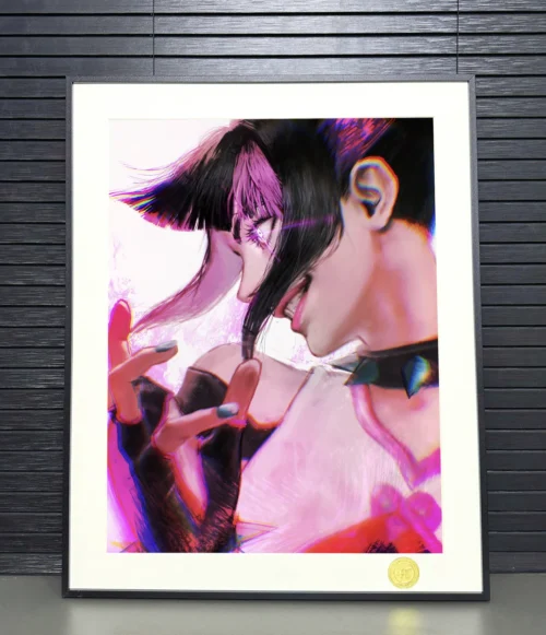 "Limited Edition Juri Han Street Fighter art print by H-TWO Studio. Dynamic artwork with fierce style and premium framing, detailed from various angle."