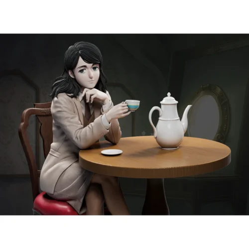 "1/6 Limited Edition Pieck Finger Tea Time Attack on Titan statue from Cedar Studio, showcasing elegant details and serene tea-drinking pose."