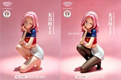 "Adorable, limited edition Mimi Tachikawa and Palmon Digimon Adventure 02 statue by iMei Studio, capturing her dynamic pose with bright, intricate det."