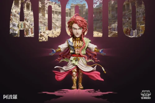 "YZ Studio's dynamic Apollo Record of Ragnarok statue, showcasing his radiant divine warrior pose and intricate sun effects from various angles."