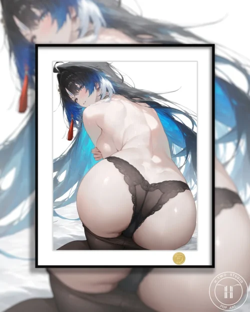 "Wuthering Waves Yangyang's Silhouette limited edition giclee print, a dynamic back view in premium framed art, capturing atmospheric detail."