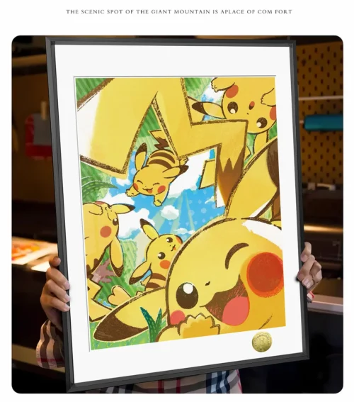 "Limited edition Cute Pikachu Decorative Painting by Huang Gua Studio. Adorable Pikachu, vibrant colors, playful expression, and crisp art. Perfect."