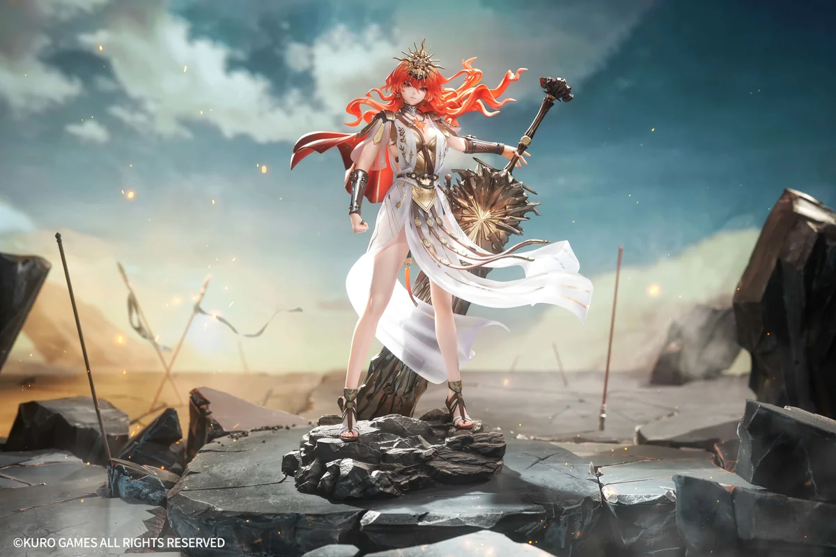 "Detailed views of the 1/7 Augusta Wuthering Waves figure. Hobbysakura Studio's premium sculpt highlights elegant design, intricate costume."